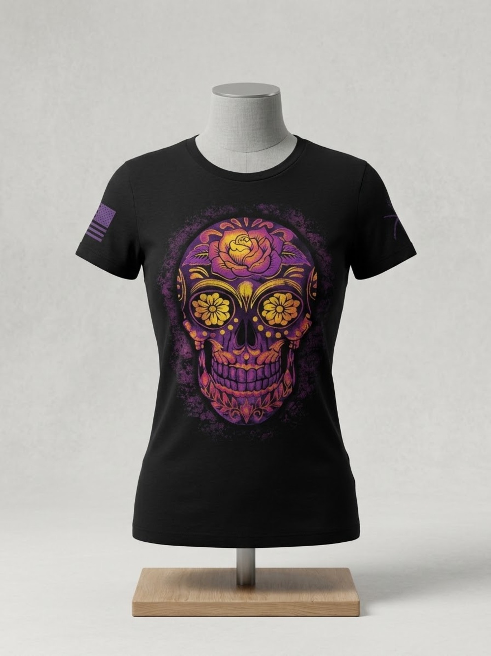 Grunt style Black Women's Skull Graphic Tee -